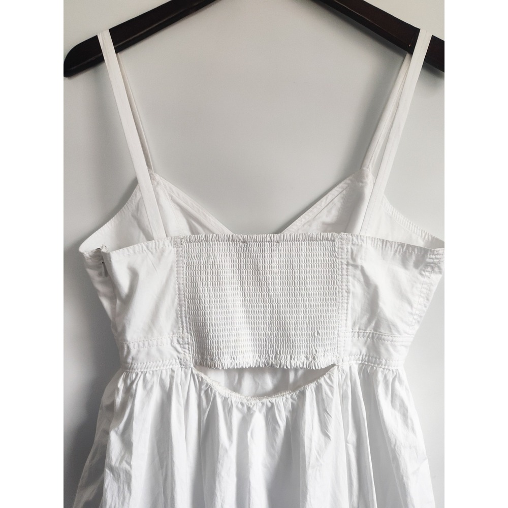 New Banana Republic Dress 6 Midi Strappy Empire Sundress Cutout White Cotton - Picture 6 of 9